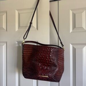 Brahmin Brown Croc-Embossed Shoulder Bag